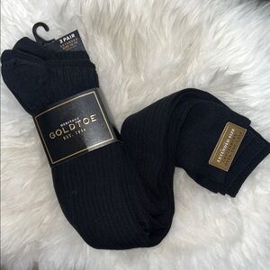 Gold Toe Men's Black Over the Knee Dress Socks Sz. 12-16 Pack of 3